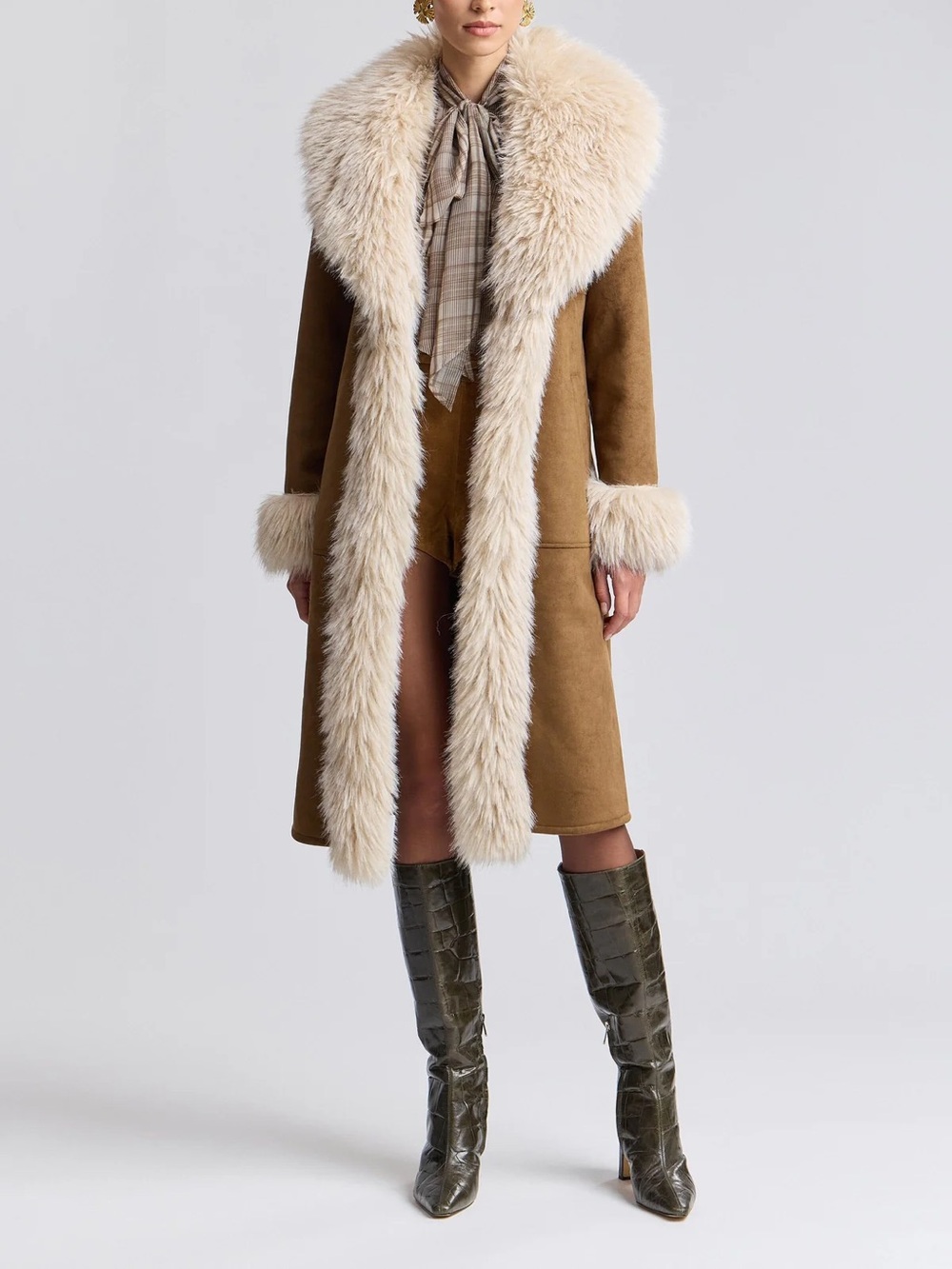 Avec Les Filles Belted Faux Suede and Sherling Coat / XS NEW WITH TAGS NW - Picture 4 of 14